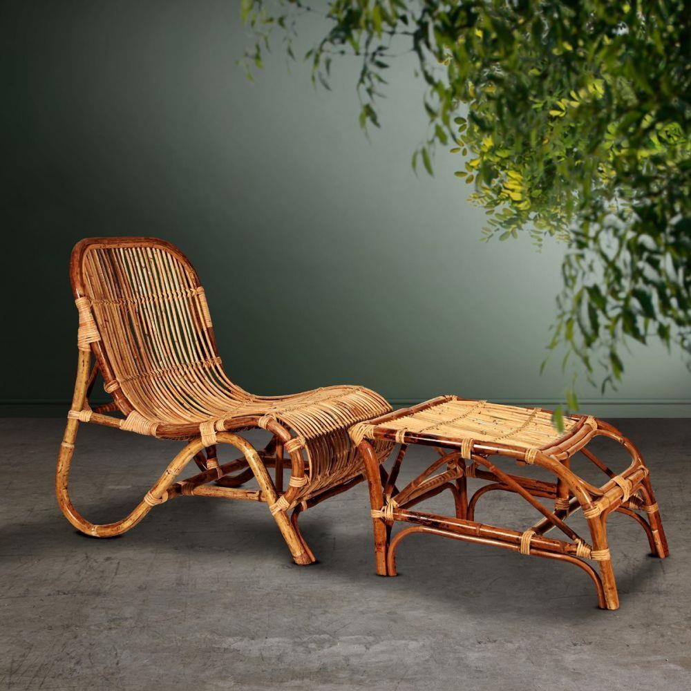 Ibolili Chairs B701C Rattan Kim Lounge Chair Ottoman